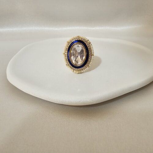 Royal Blue Kundan Ring