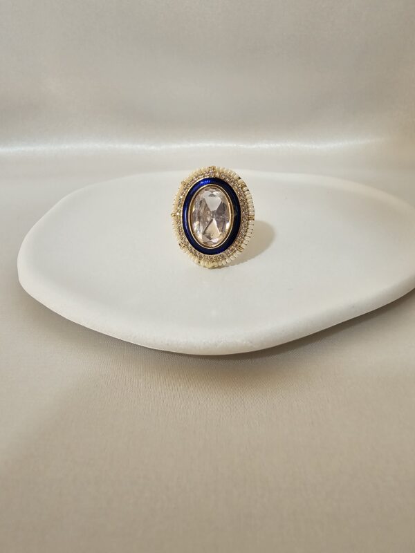 Royal Blue Kundan Ring