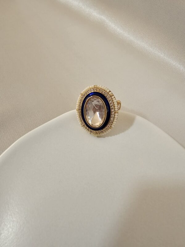 Royal Blue Kundan Ring - Image 3