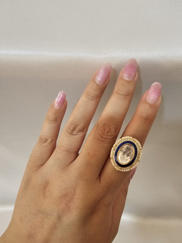 Royal Blue Kundan Ring - Image 2